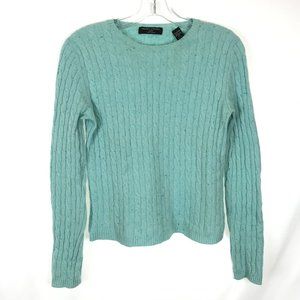 Womens Petite Size Small PS Valerie Stevens Pure Cashmere Cable Knit Sweater